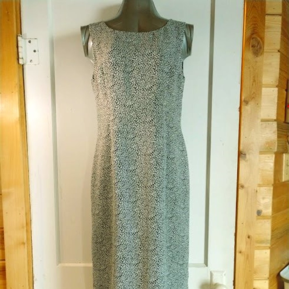 MICHAEL B. LTD Black White Print Maxi Dress 8P